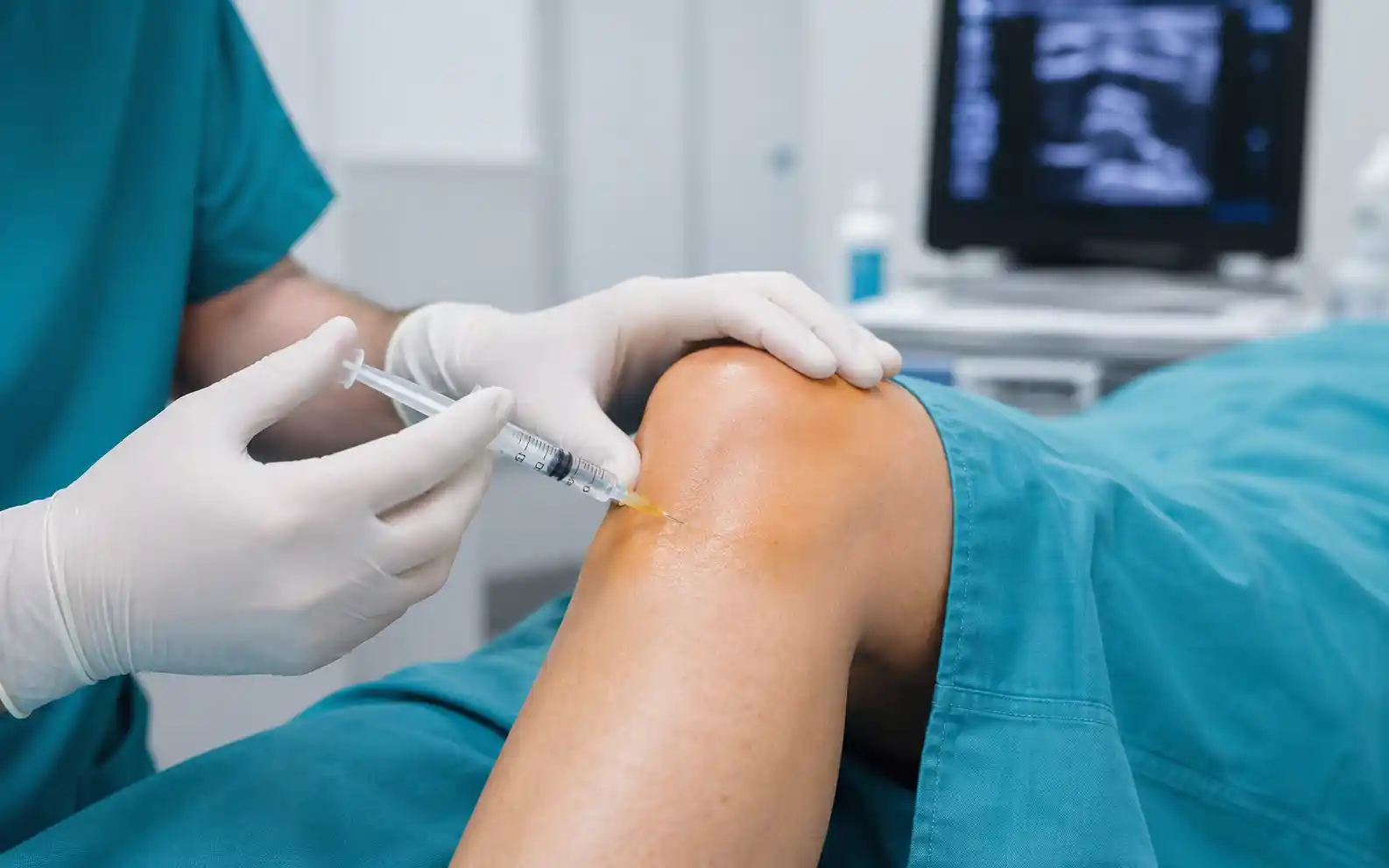 Image-guided treatment injection for knee condition in a modern clinic