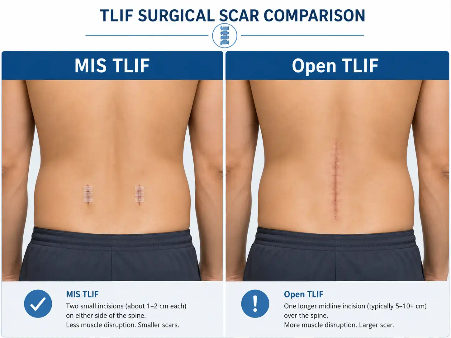 MIS and open spine fusion incision comparison