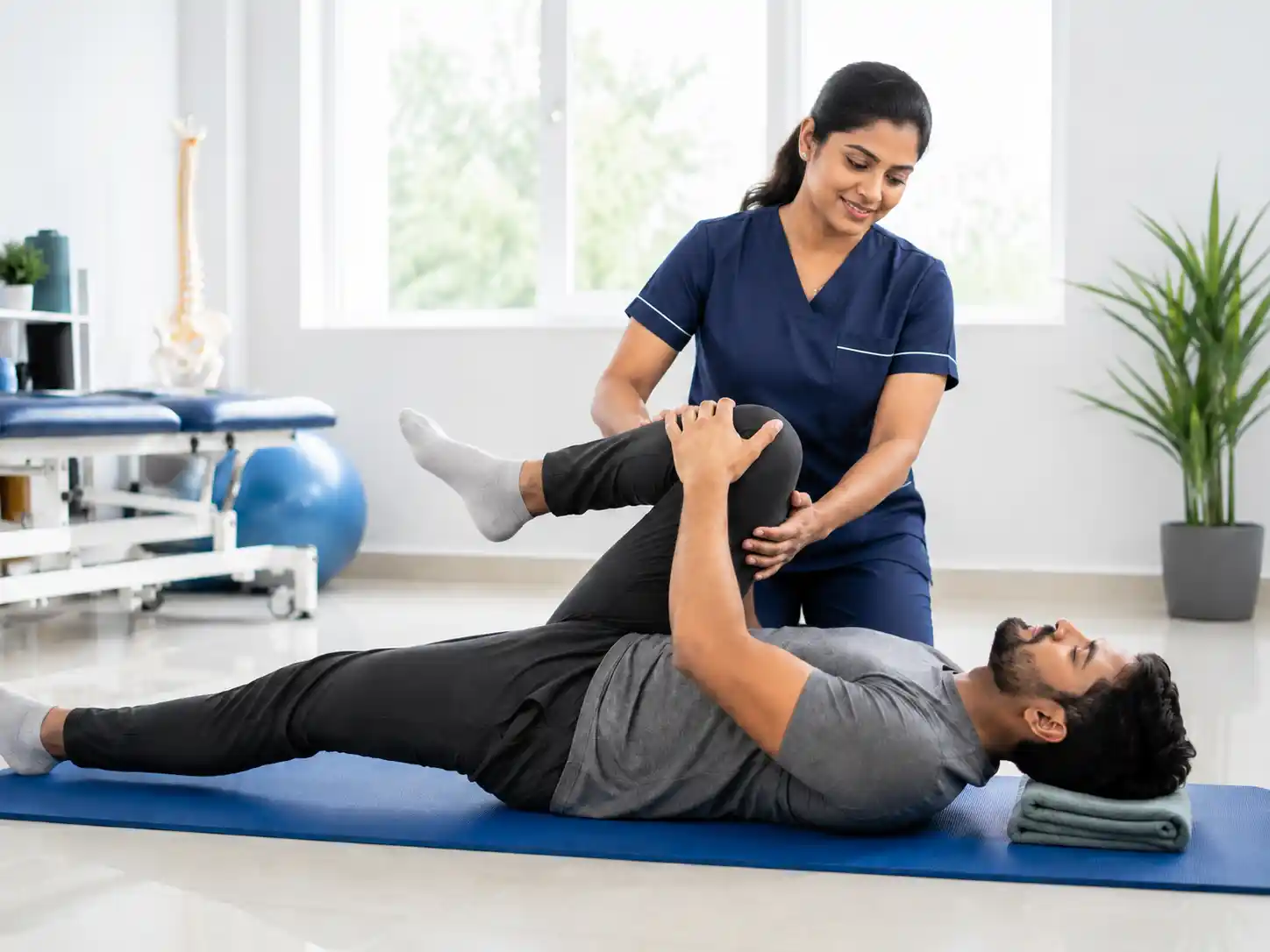 Back pain physiotherapy rehabilitation session