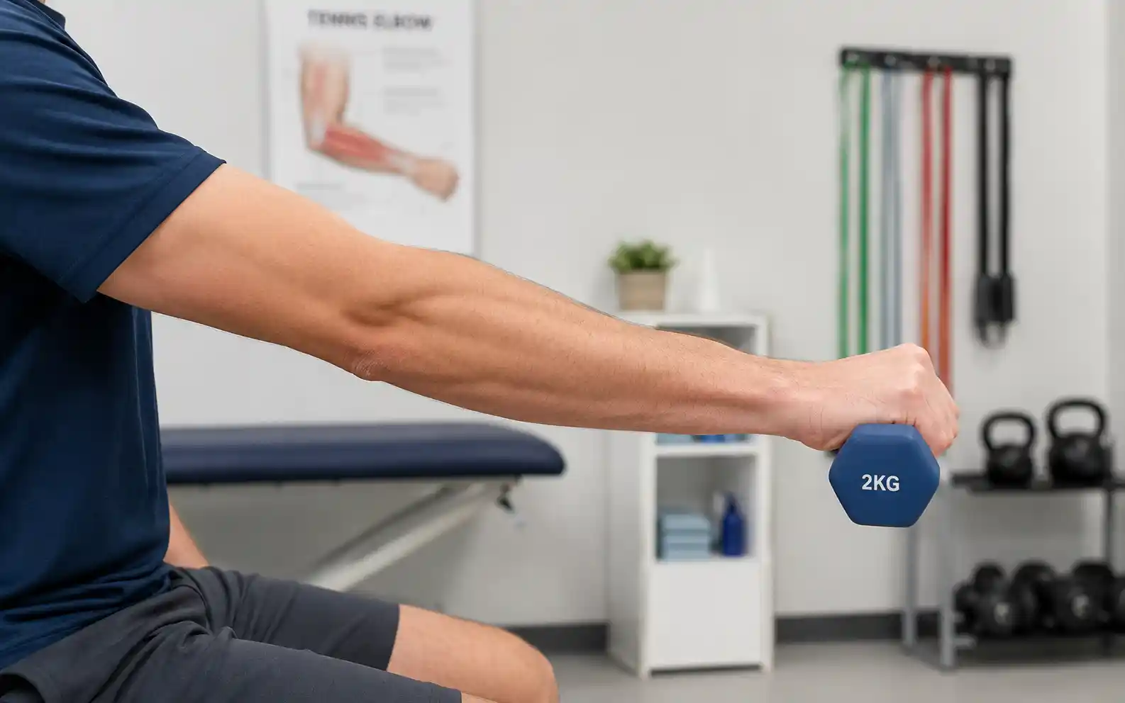 Physiotherapy and brace treatment for tennis elbow