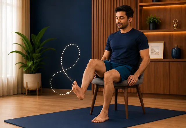 Drawing alphabet with foot movement for ankle rehabilitation