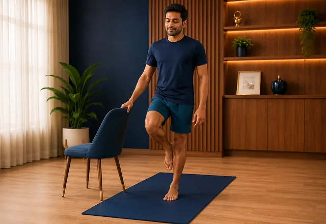 Supported single-leg balance exercise for ankle stability