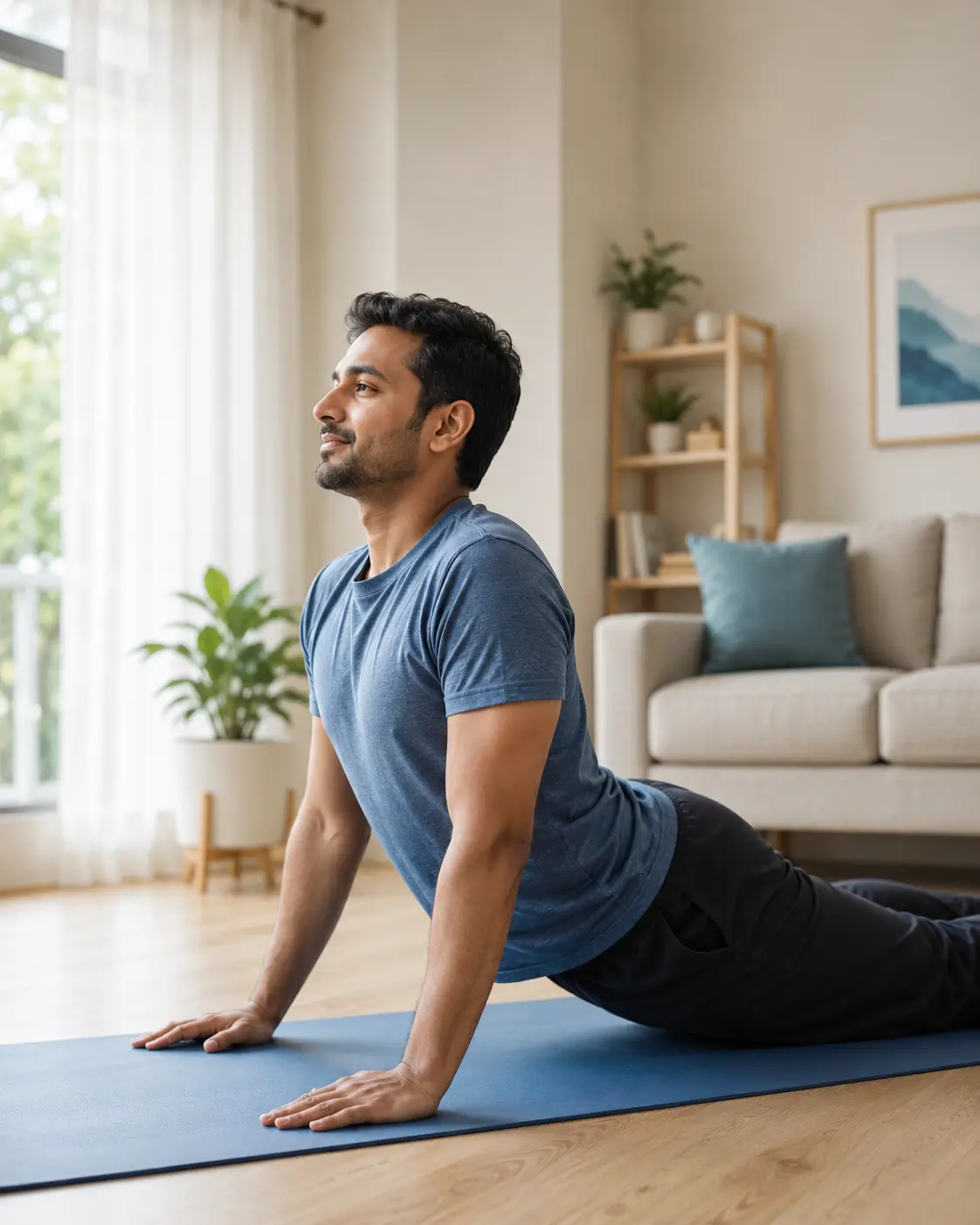 Patient doing safe home exercises for back and spine health