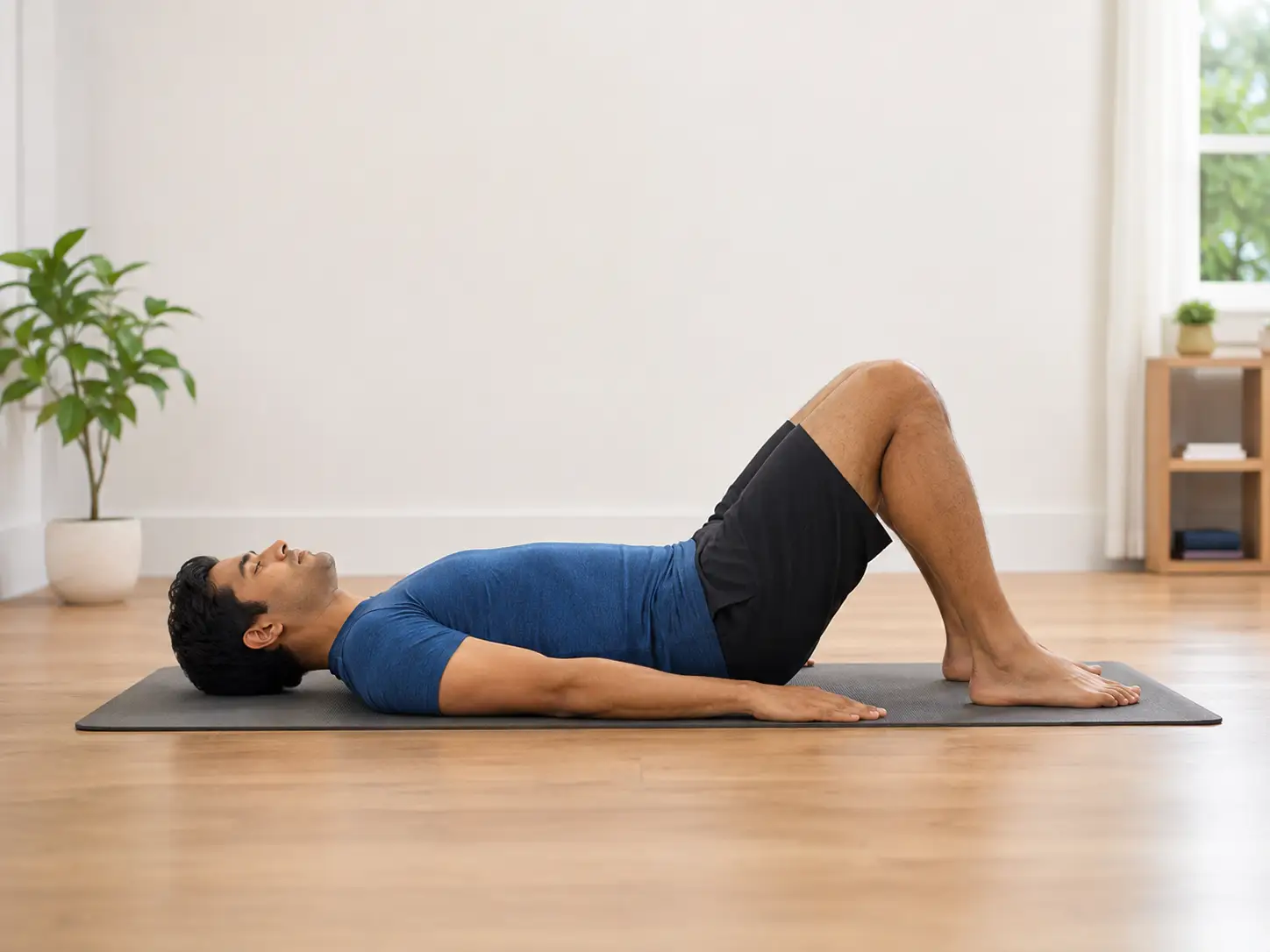 Patient doing pelvic tilt exercise for back pain with correct posture