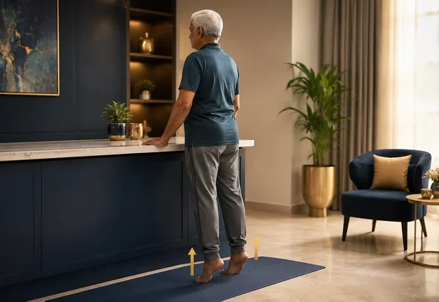 Supported calf raise exercise for diabetic neuropathy