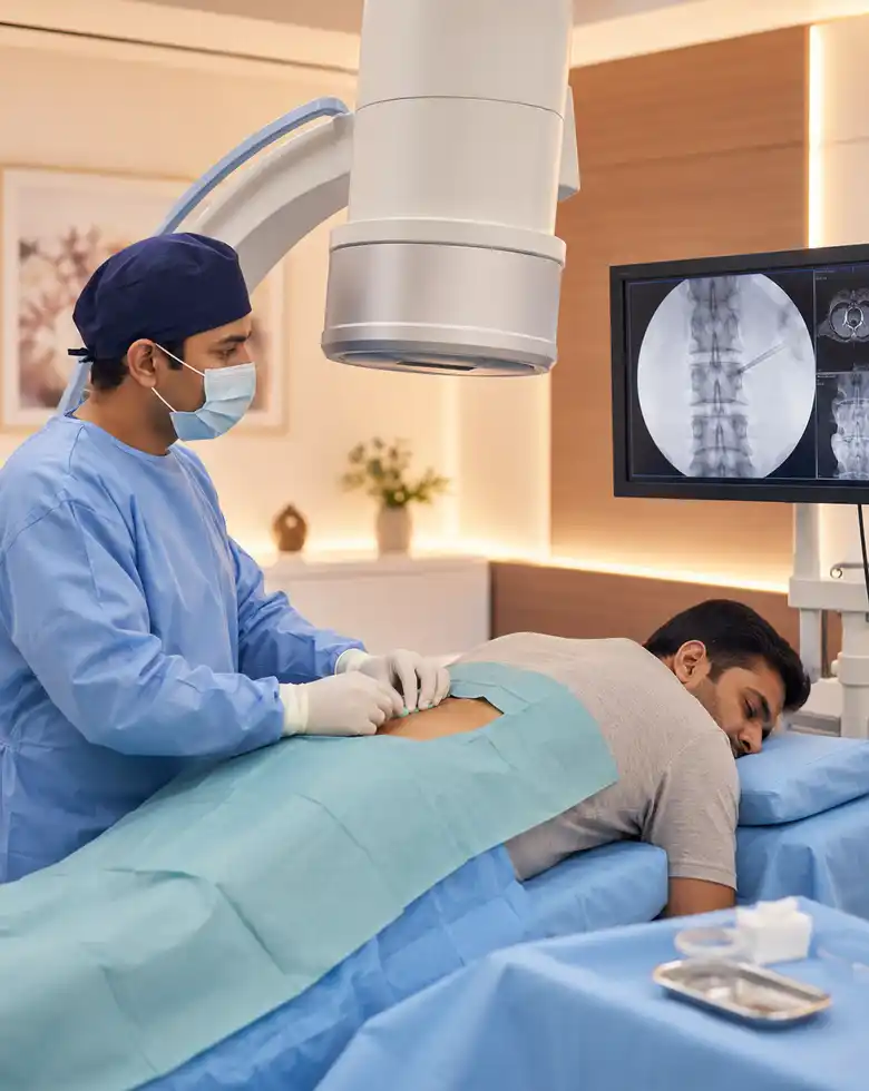 Facet joint injection calming a small spinal joint