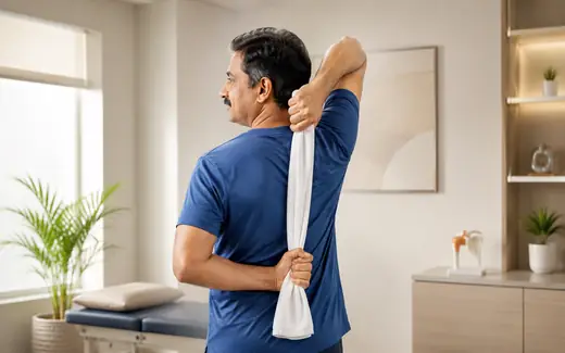 Frozen shoulder towel stretch exercise