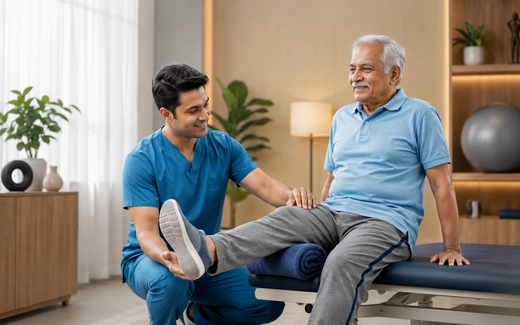Safe knee arthritis exercises with physiotherapist