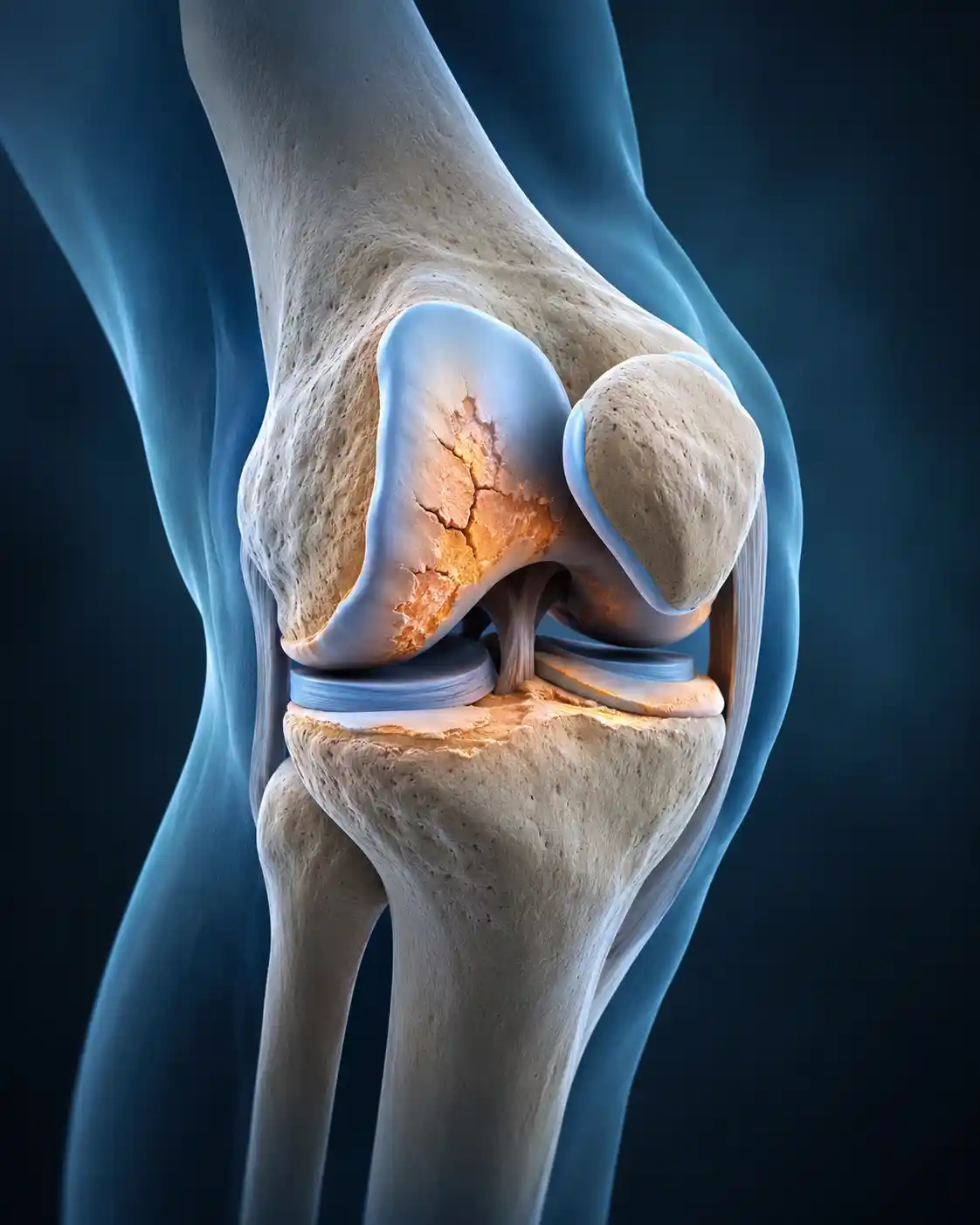 Patient with knee osteoarthritis consulting a specialist in a modern clinic
