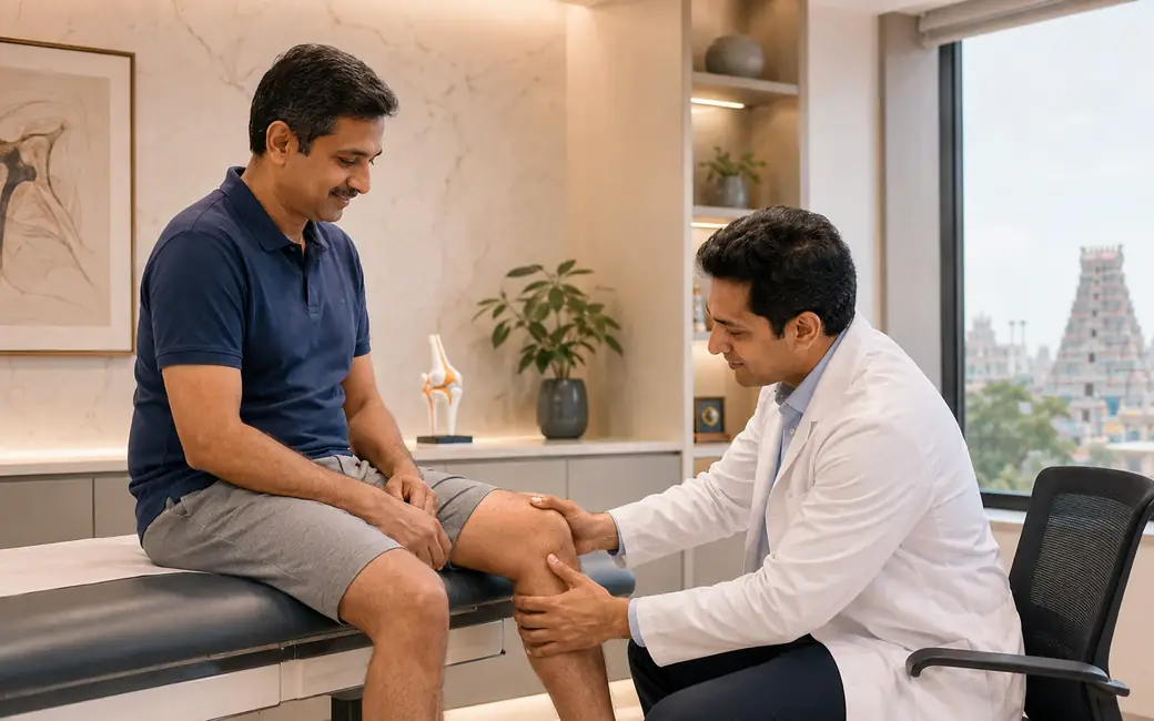 Knee specialist in Chennai examining knee pain patient
