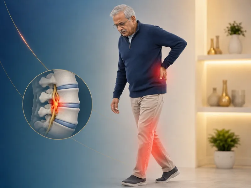 Lumbar canal stenosis narrowing causing leg pain