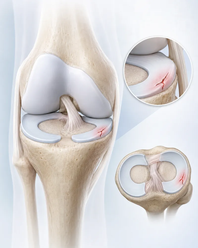 Clean diagram showing medial and lateral meniscus tear