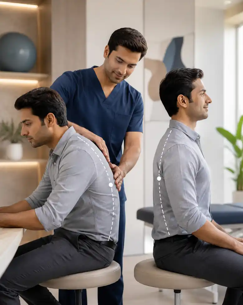 Posture correction for posture-related back pain