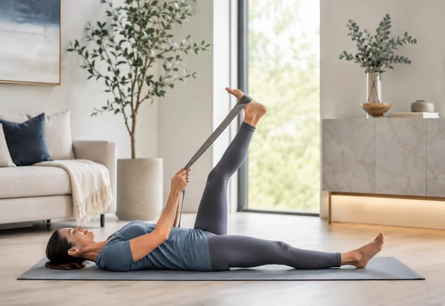 Patient doing sciatica hamstring stretch exercise for sciatica with correct posture