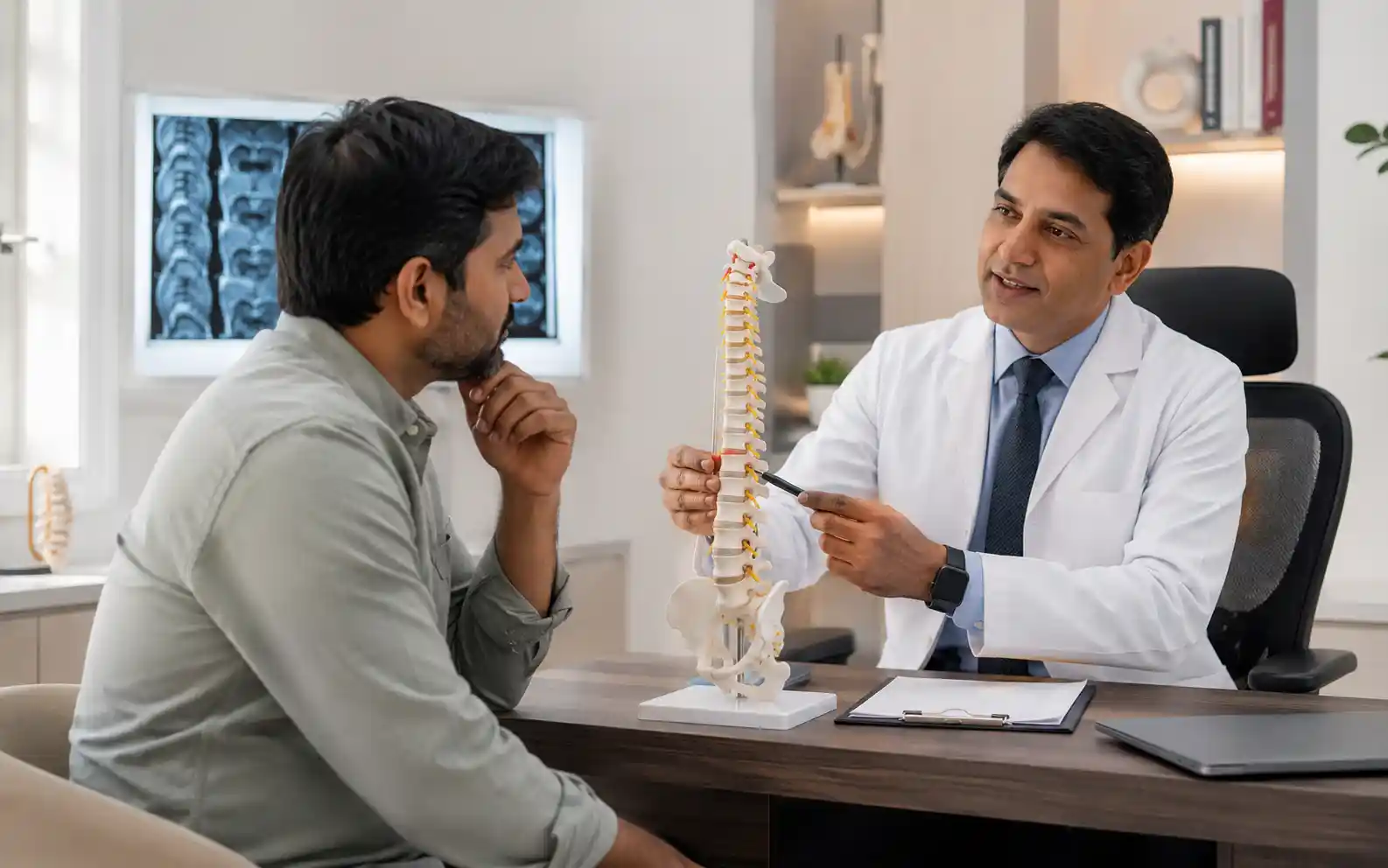 Patient discussing options after medication and physiotherapy did not relieve nerve pain
