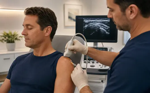Image-guided subacromial bursa injection treatment in a modern clinic