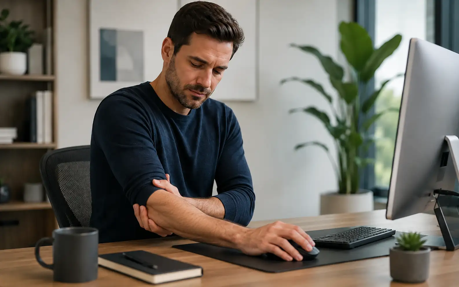 Computer mouse and keyboard use causing tennis elbow pain