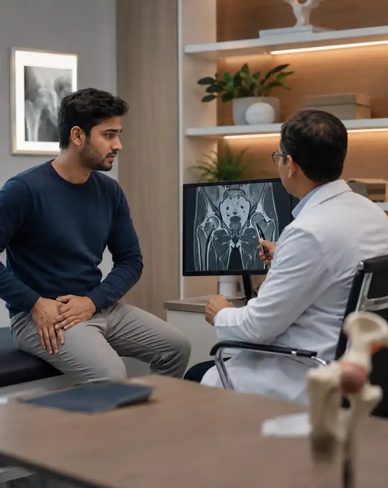Patient consulting a hip specialist for avascular necrosis of the hip