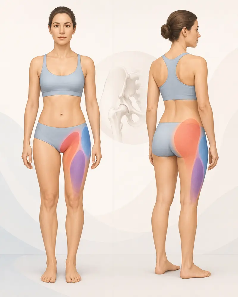 Patient-friendly hip pain location map