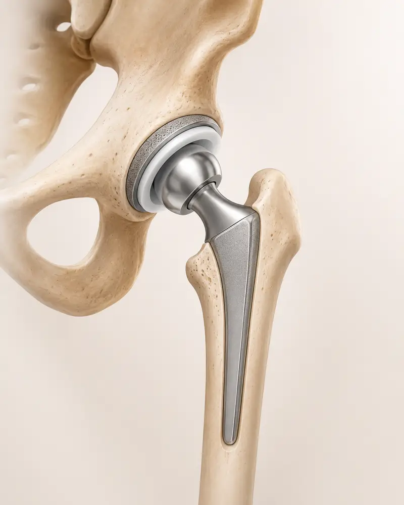 Patient-friendly diagram explaining hip replacement surgery