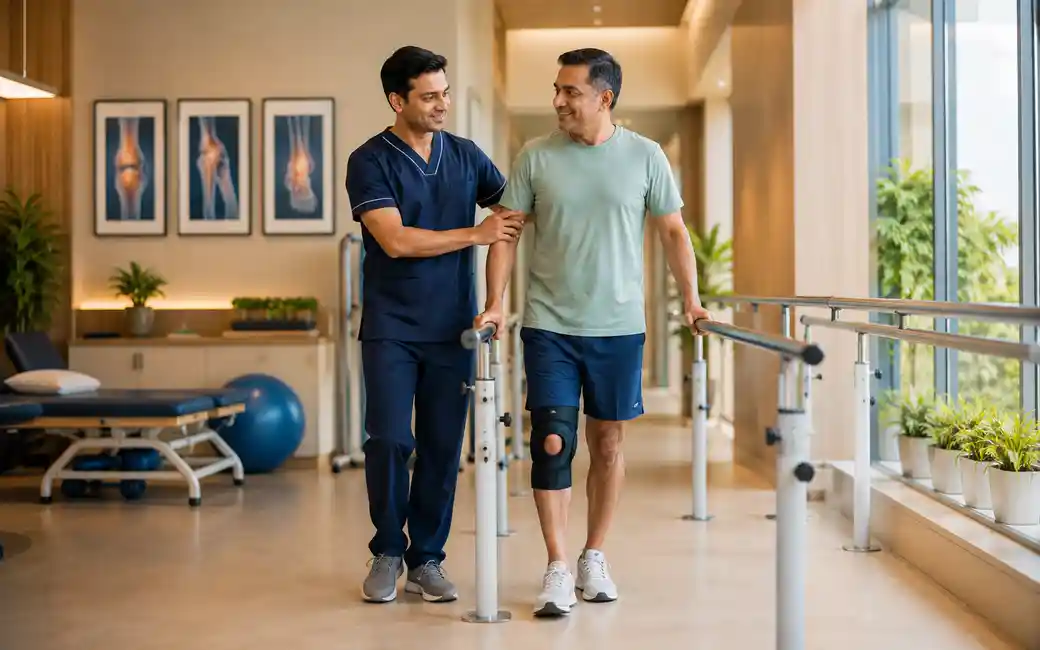 Patient walking during recovery after orthopaedic surgery