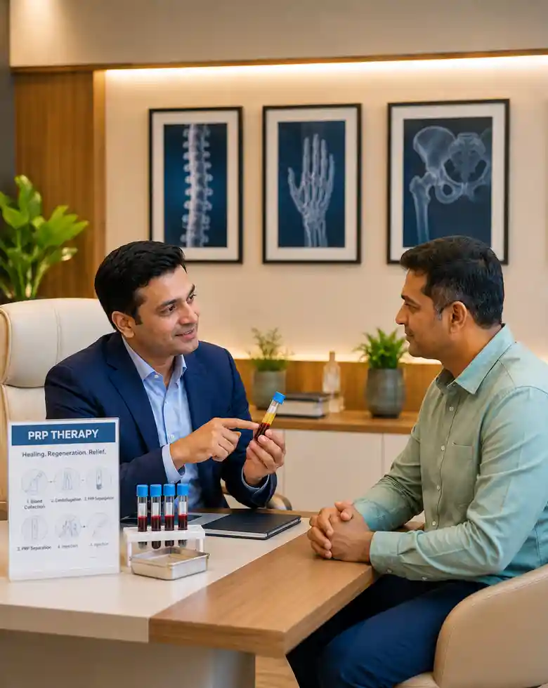 Patient receiving PRP injection treatment in a modern clinic